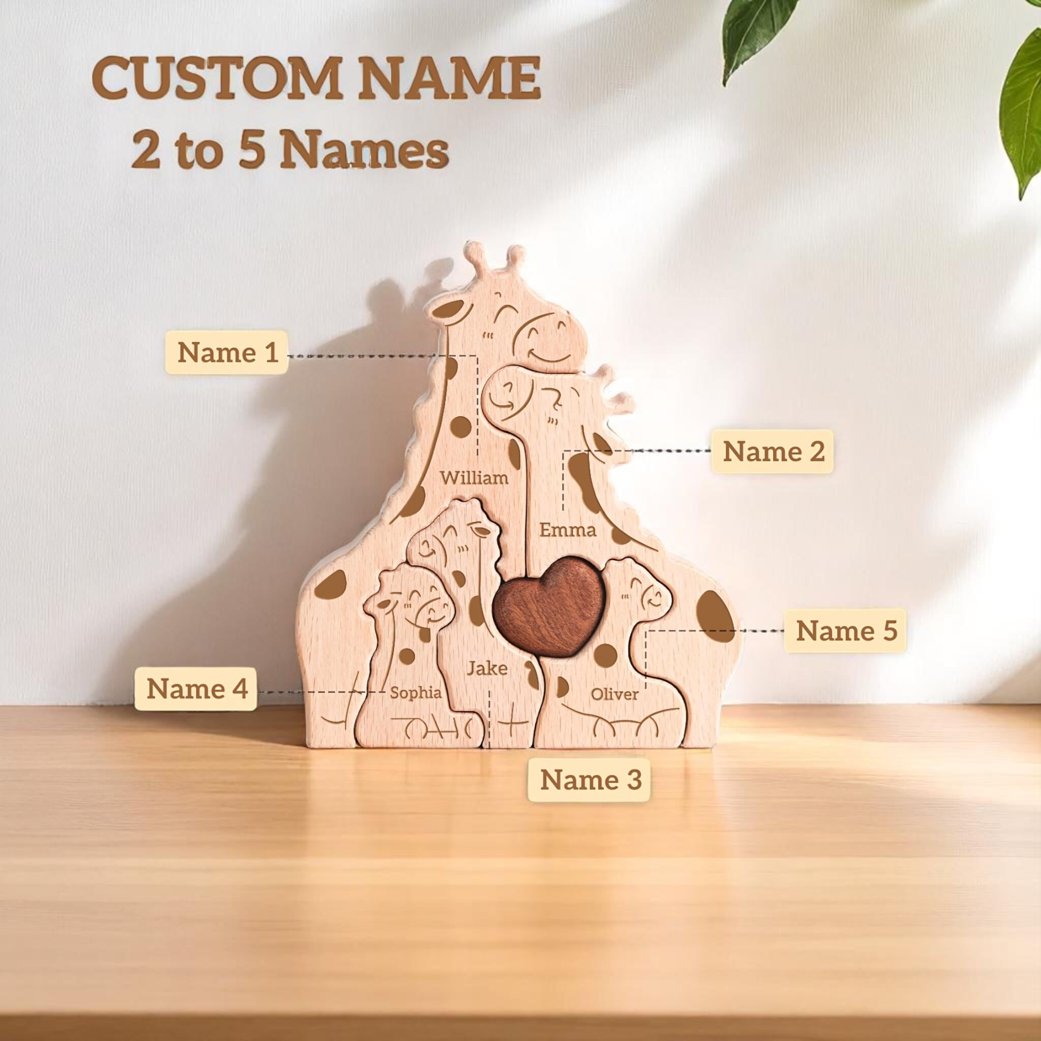 Personalised Giraffe Family Puzzle, Mothers Day Gift, Anniversary, Baby Shower, Home Decor, Safari Nursery Decor, Kids Room, New Mummy Ideas