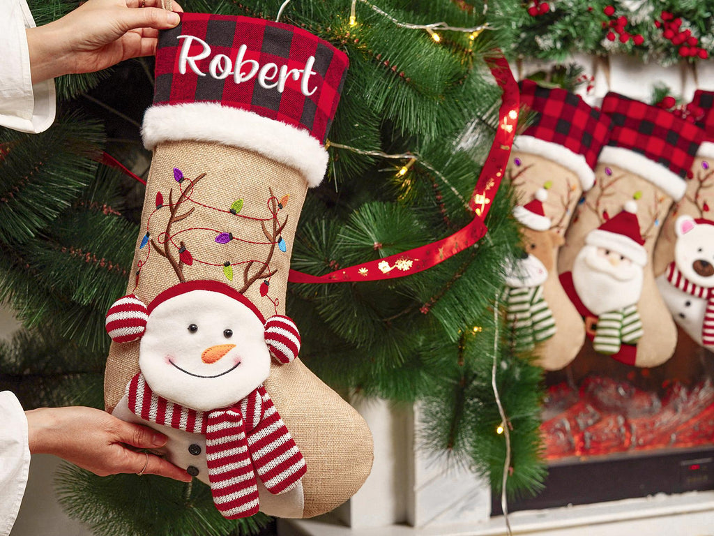 Personalized 3D Christmas Stockings, Custom Family Christmas Stockings, Holiday Decor, Embroidered Stockings With Name, Monogram Stocking