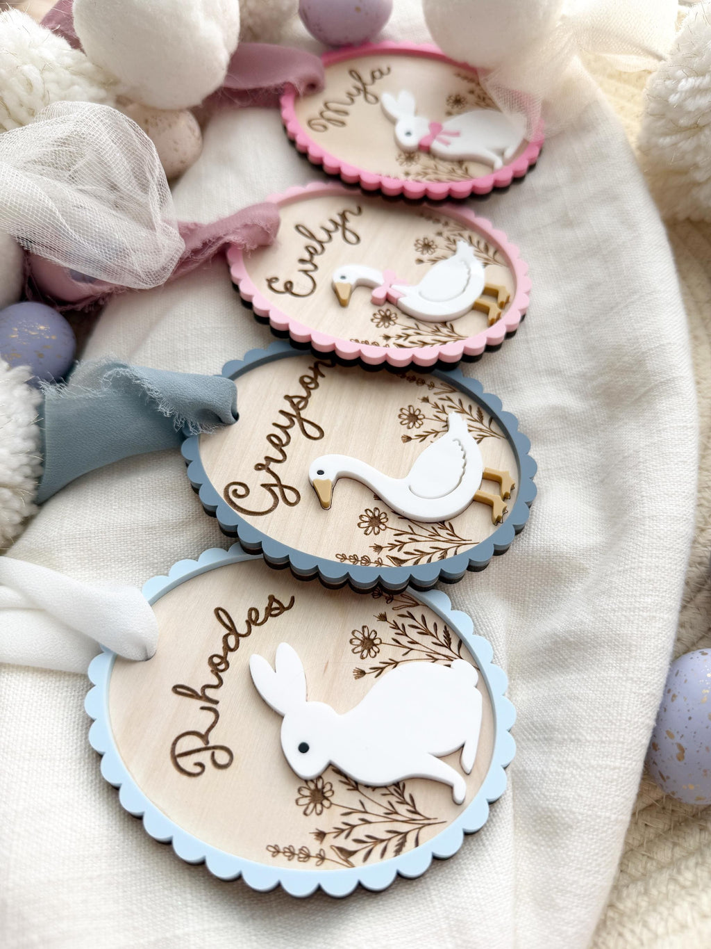Custom easter name tags – Personalized bunny gift tag