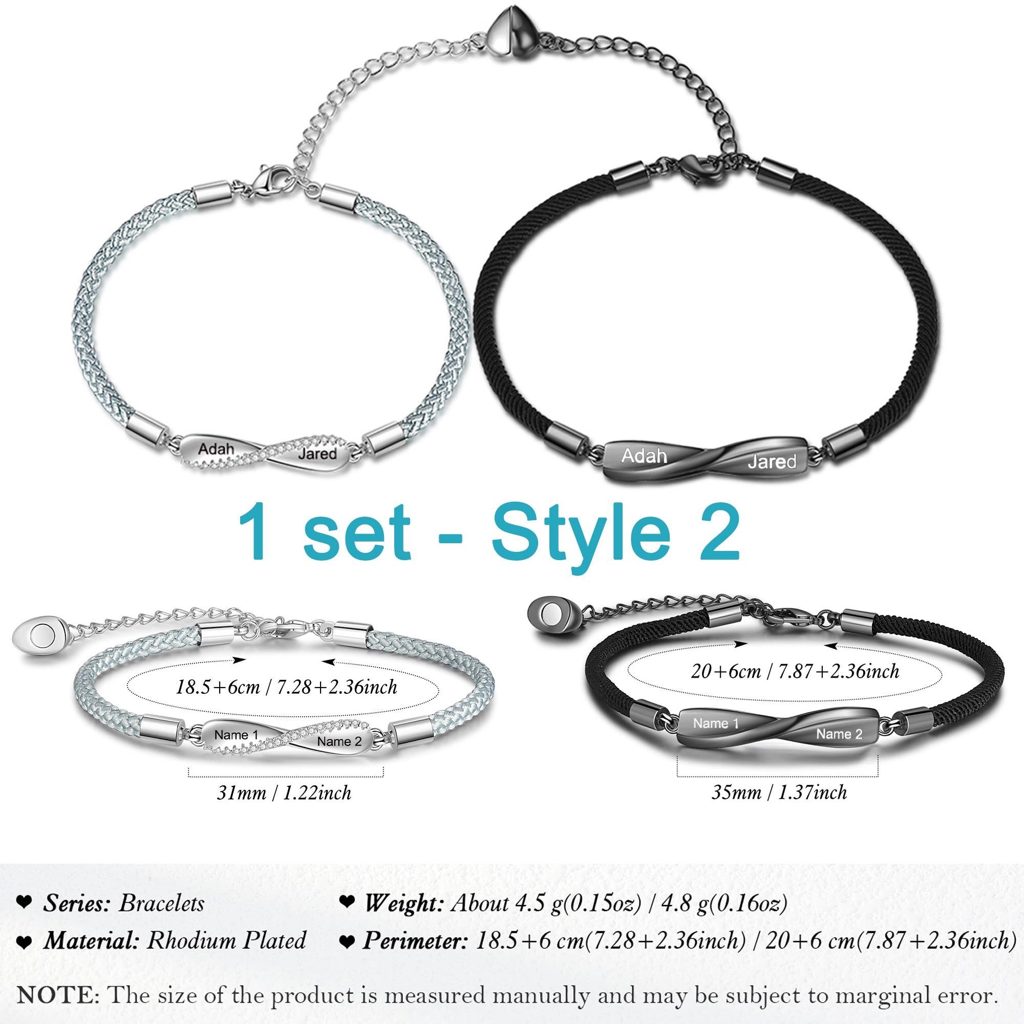 Personalized Infinity Couple Bracelets with Custom Names, Matching Gift for Him and Her