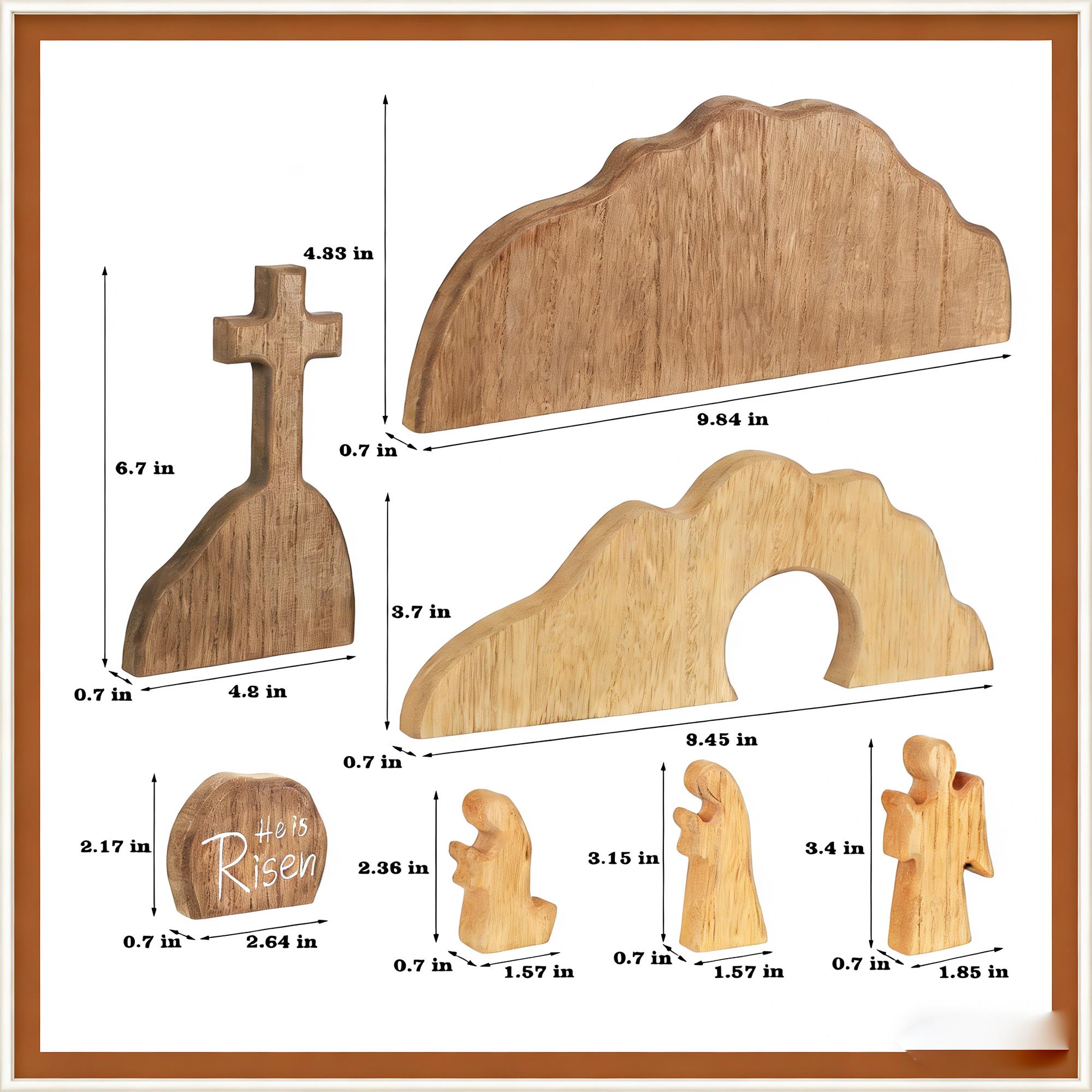 Easter Wooden Decoration Set – Empty Tomb & Cross Scene