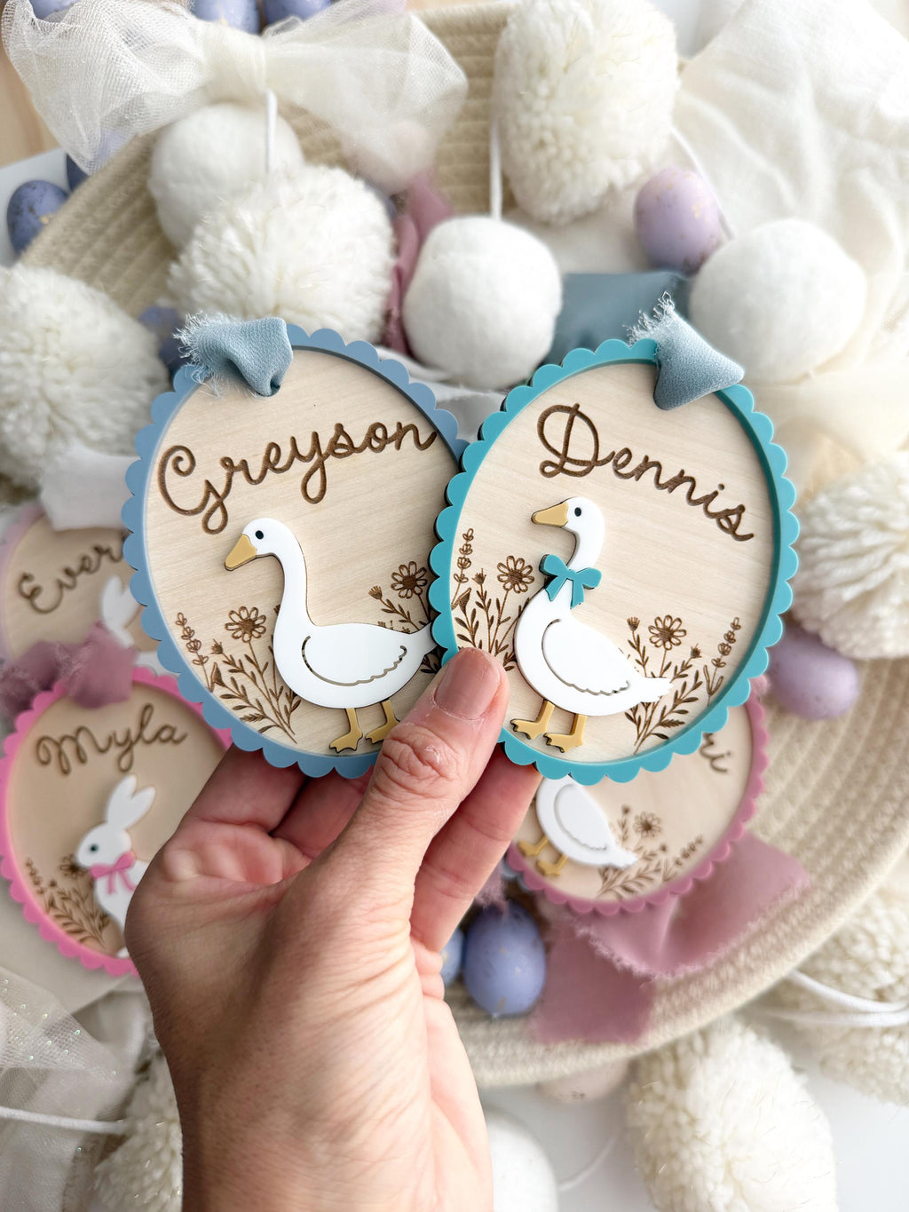 Custom easter name tags – Personalized bunny gift tag
