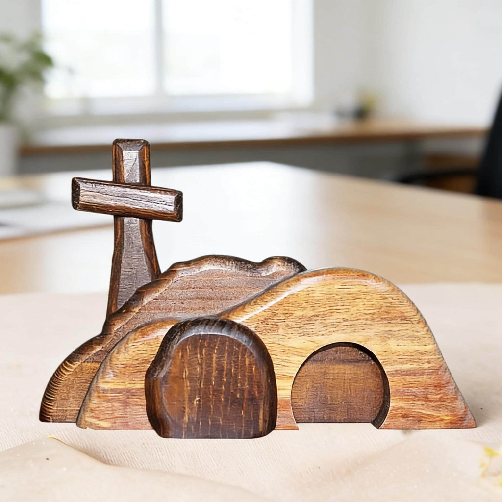 Easter Wooden Decoration Set – Empty Tomb & Cross Scene