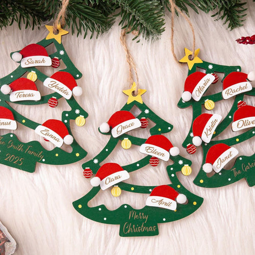 2025 Christmas Ornament, Custom Wooden Family Christmas Tree Ornament, Engraved Ornament, Family Christmas Gift