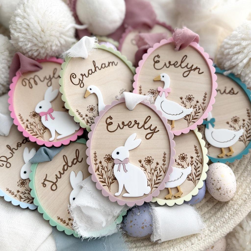 Custom easter name tags – Personalized bunny gift tag