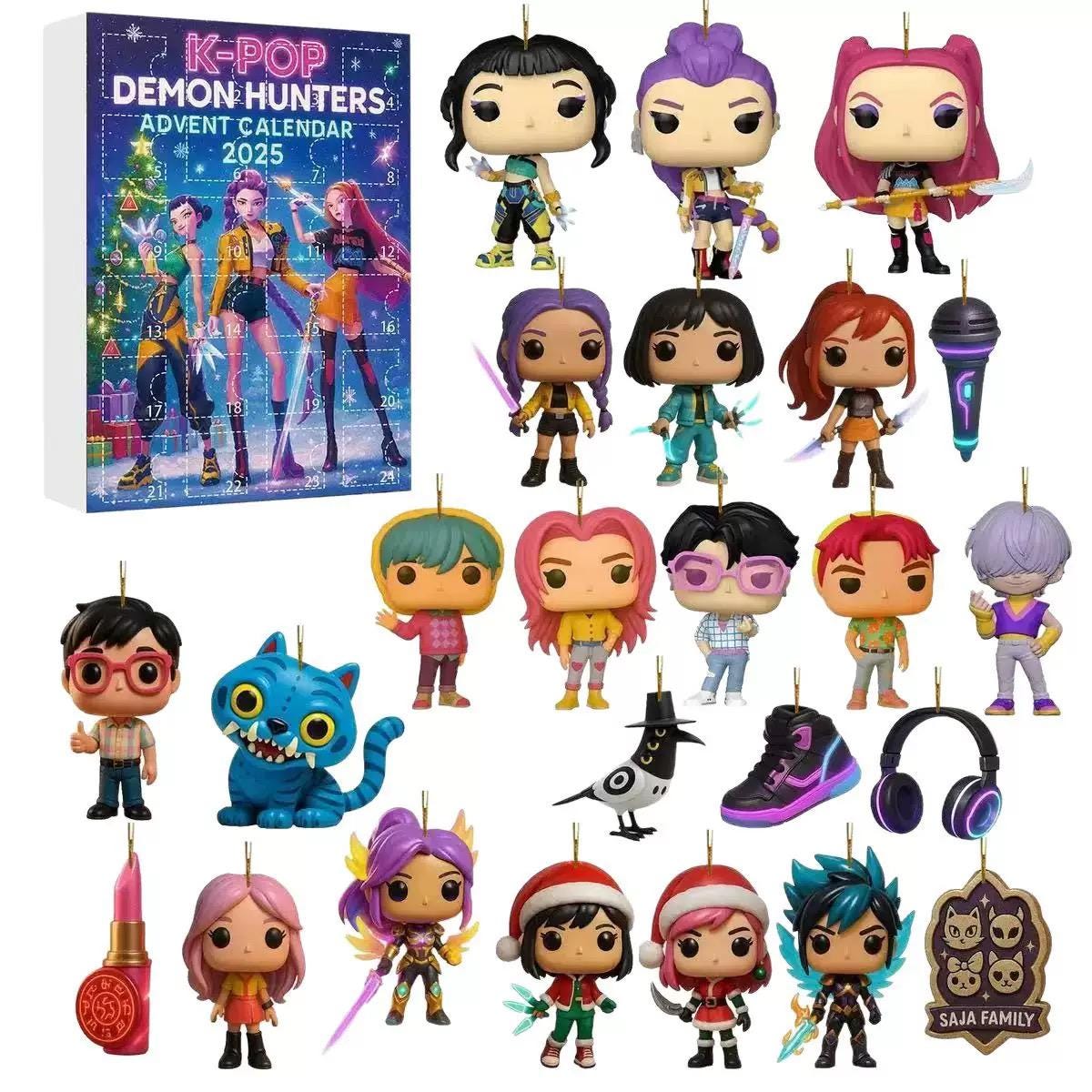 2D Acrylic K-Pop Idol Advent Calendar 2025, Devil Hunter Girl Christmas Countdown Box, 24 Days of Xmas Surprise Set, Holiday Gift for Fans