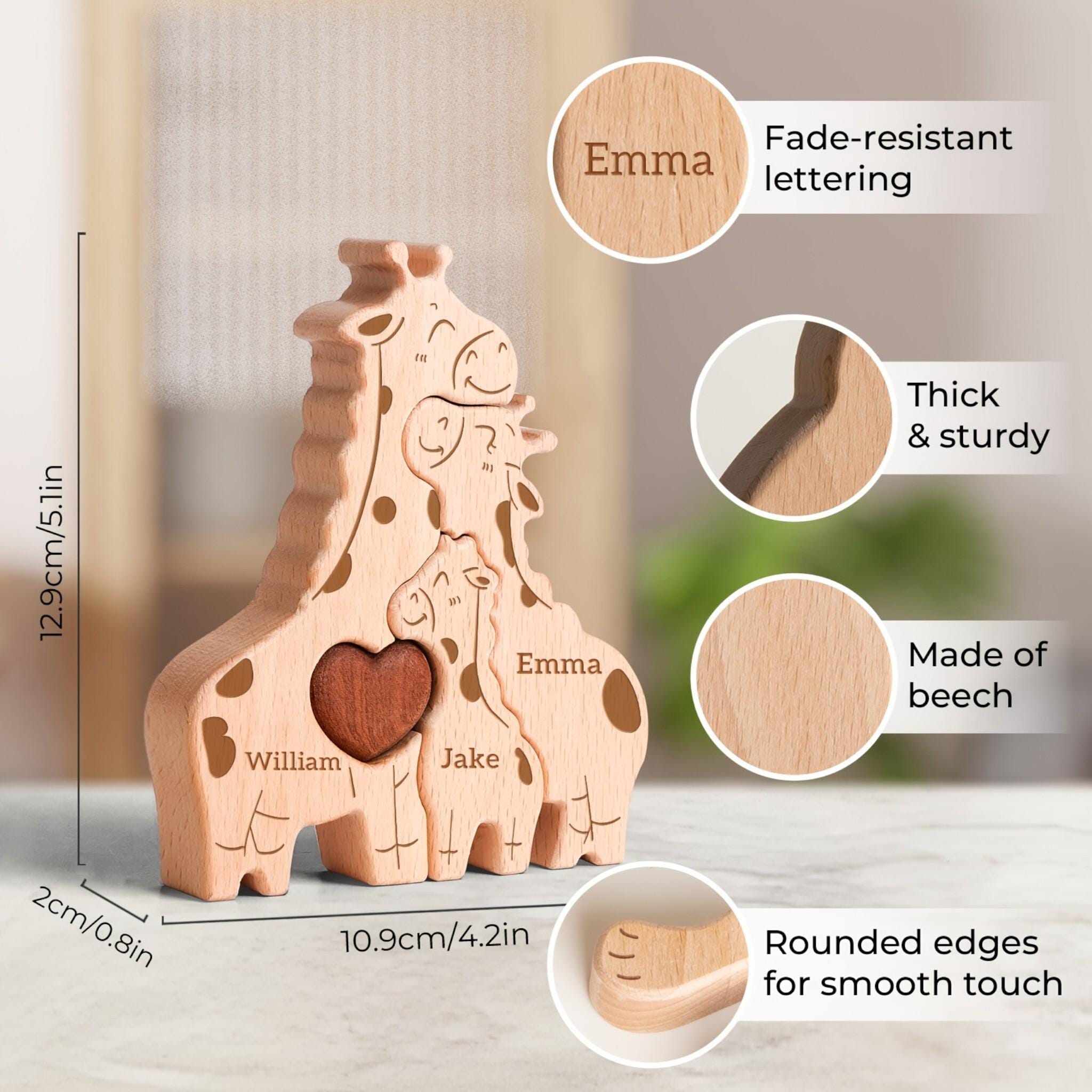 Personalised Giraffe Family Puzzle, Mothers Day Gift, Anniversary, Baby Shower, Home Decor, Safari Nursery Decor, Kids Room, New Mummy Ideas