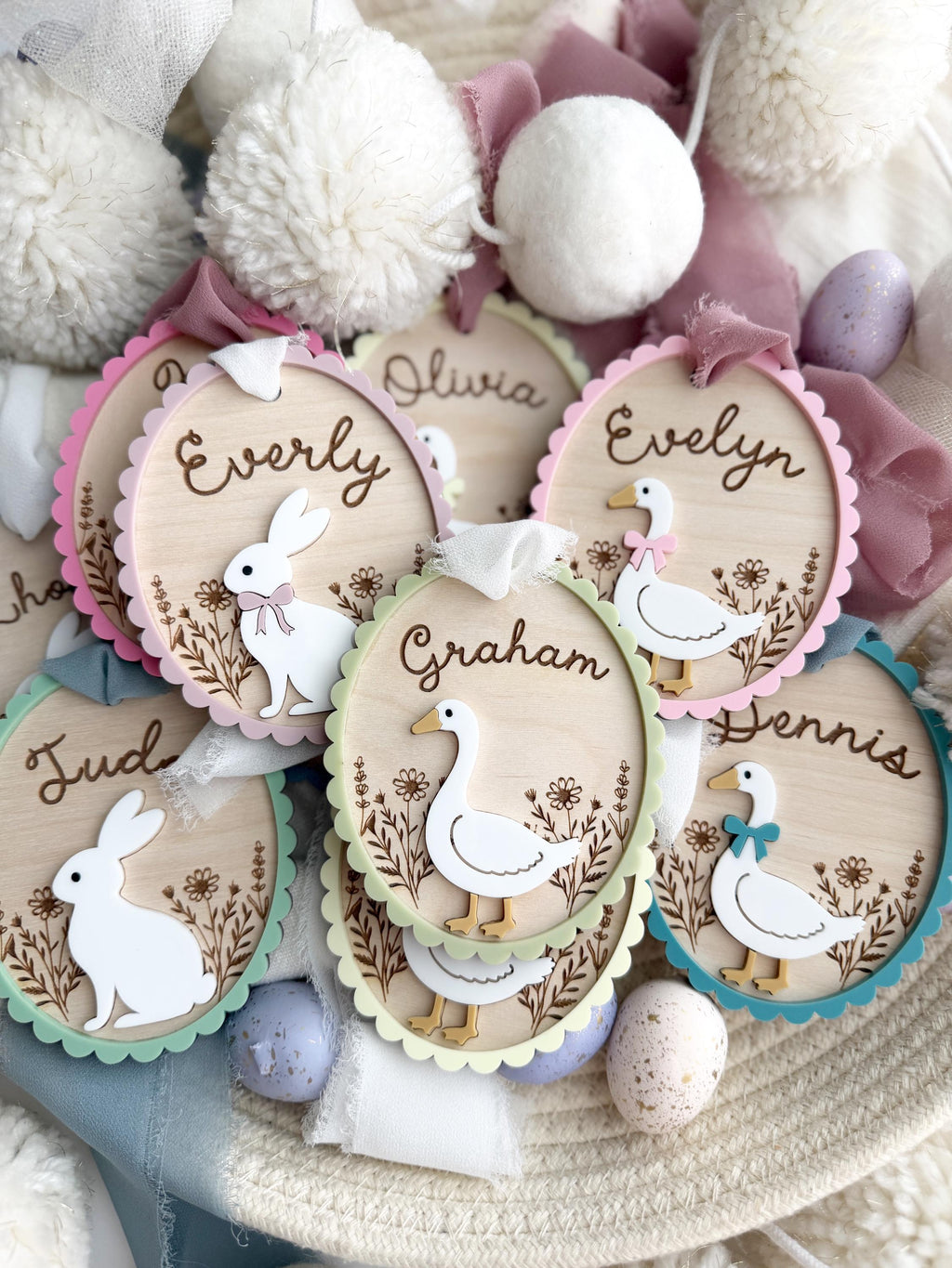 Custom easter name tags – Personalized bunny gift tag