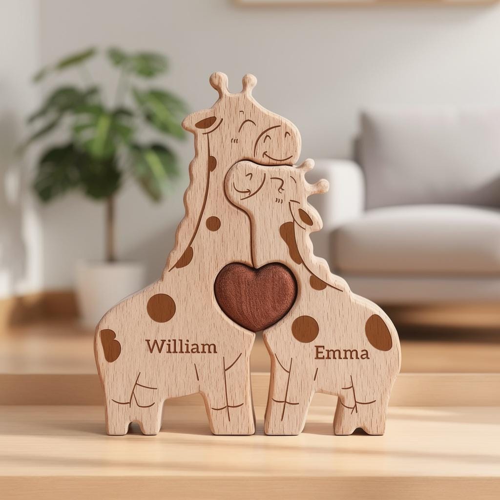 Personalised Giraffe Family Puzzle, Mothers Day Gift, Anniversary, Baby Shower, Home Decor, Safari Nursery Decor, Kids Room, New Mummy Ideas
