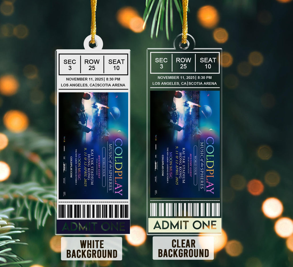 Personalized Concert Ticket Acrylic Ornament: Favorite Music Keepsake Gift, Personalized Music Event Keepsake, Any Band, Concert, Live Show