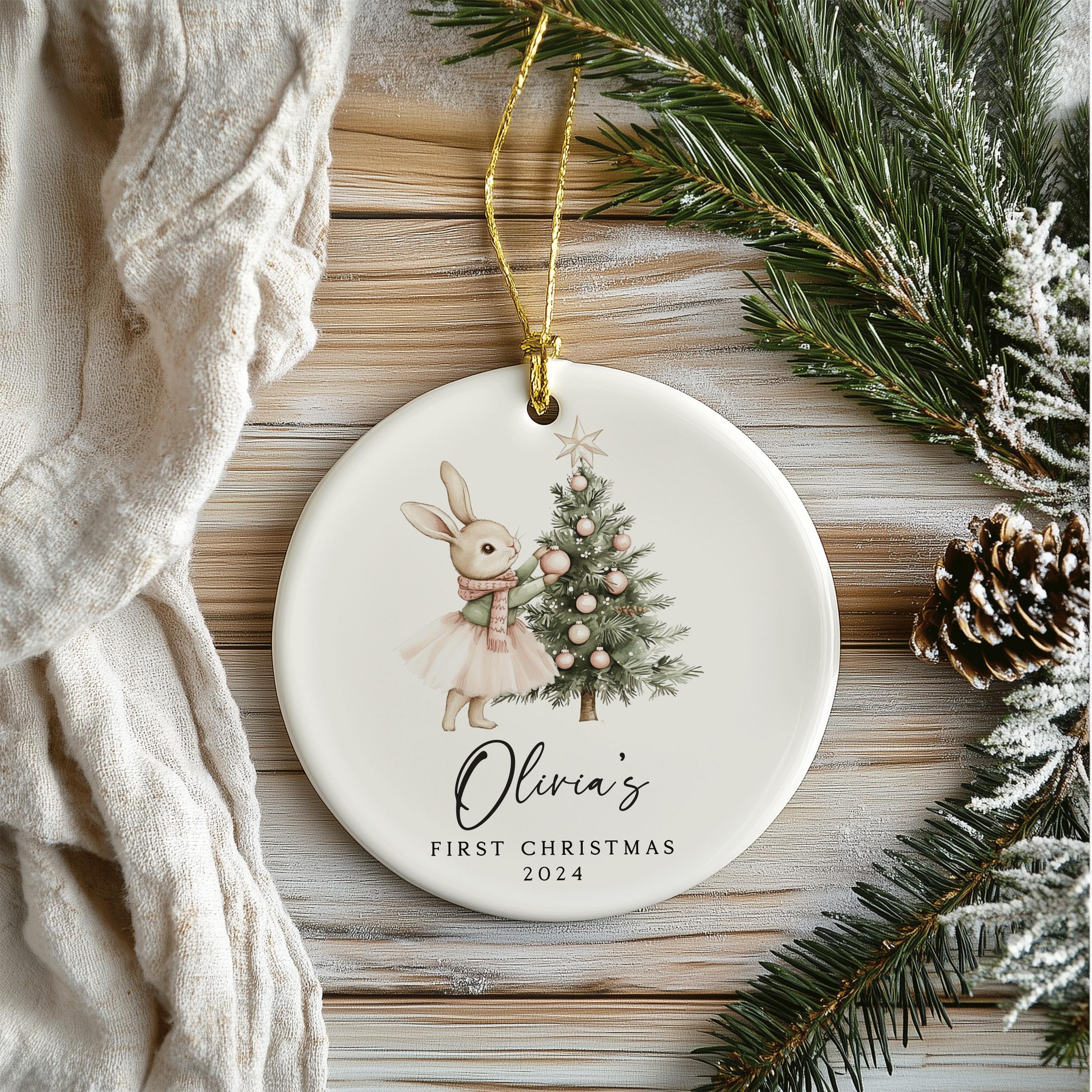 Baby Girl First Christmas Ornament, Personalized Baby Christmas Ornament, Baby's First Christmas