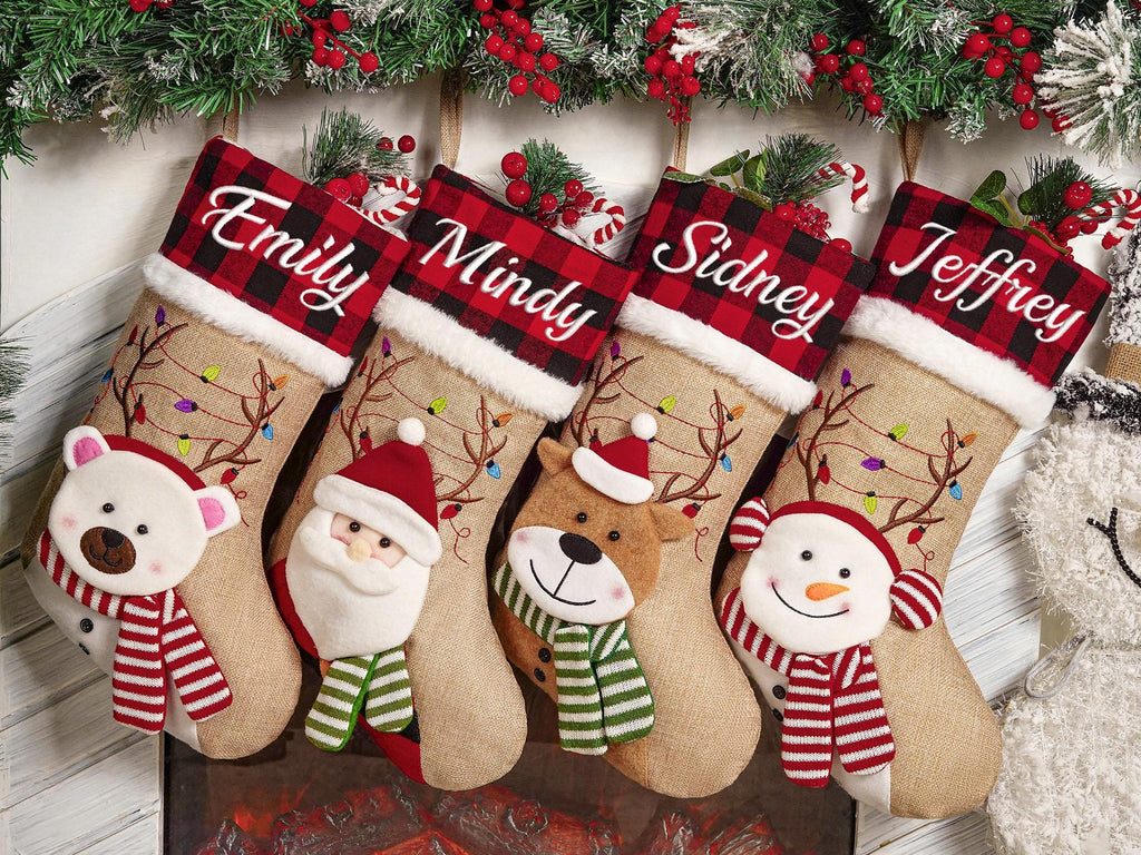 Personalized 3D Christmas Stockings, Custom Family Christmas Stockings, Holiday Decor, Embroidered Stockings With Name, Monogram Stocking