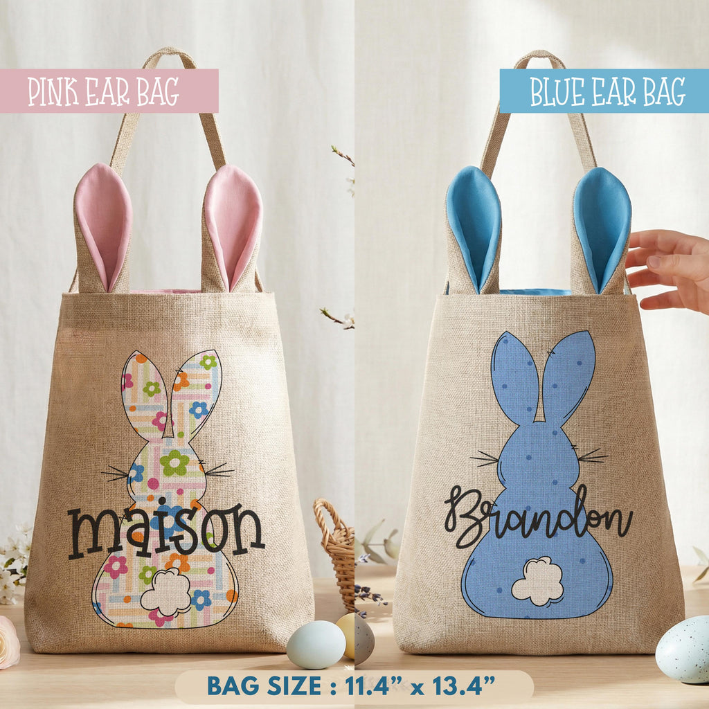 Personalized Easter Bunny Bag with Name – Kids Easter Egg Hunt Basket