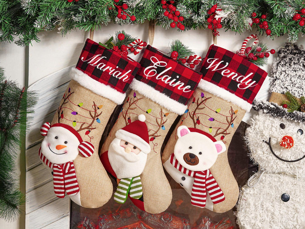 Personalized 3D Christmas Stockings, Custom Family Christmas Stockings, Holiday Decor, Embroidered Stockings With Name, Monogram Stocking