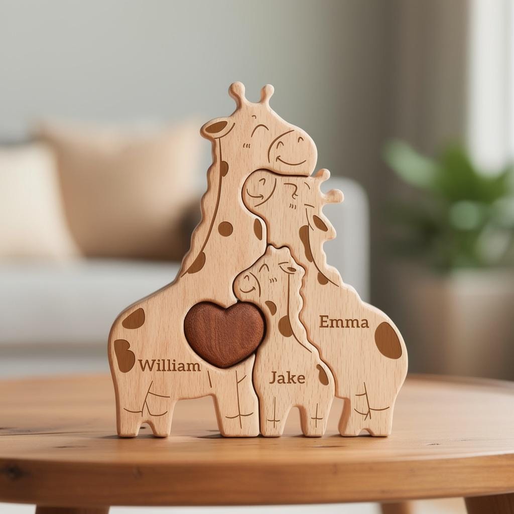 Personalised Giraffe Family Puzzle, Mothers Day Gift, Anniversary, Baby Shower, Home Decor, Safari Nursery Decor, Kids Room, New Mummy Ideas