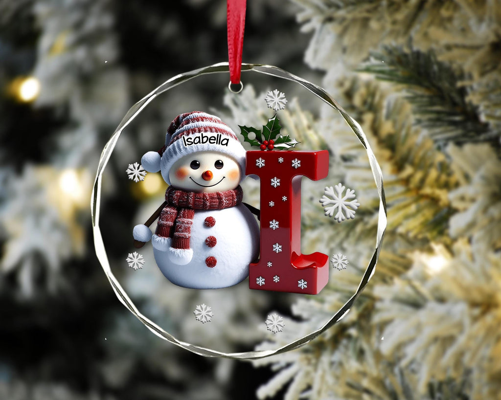 Personalized Snowman Letter Ornament, Custom Christmas Initial Ornament, Alphabet Ornament, Custom Kids Name Ornament, Kids Christmas Gifts