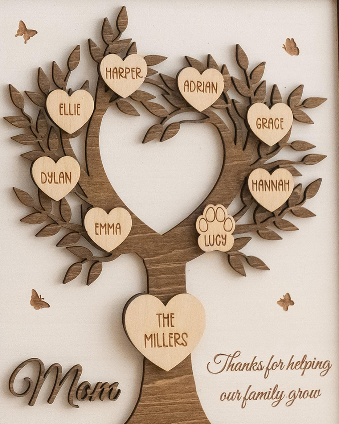Personalized Family Tree Wood Sign for Rustic Home Decor