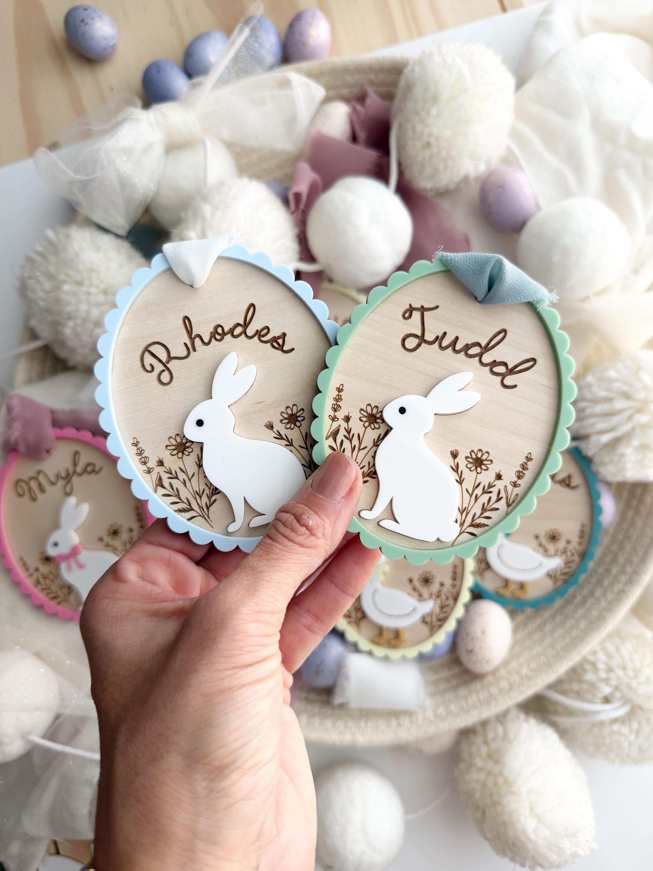 Custom easter name tags – Personalized bunny gift tag