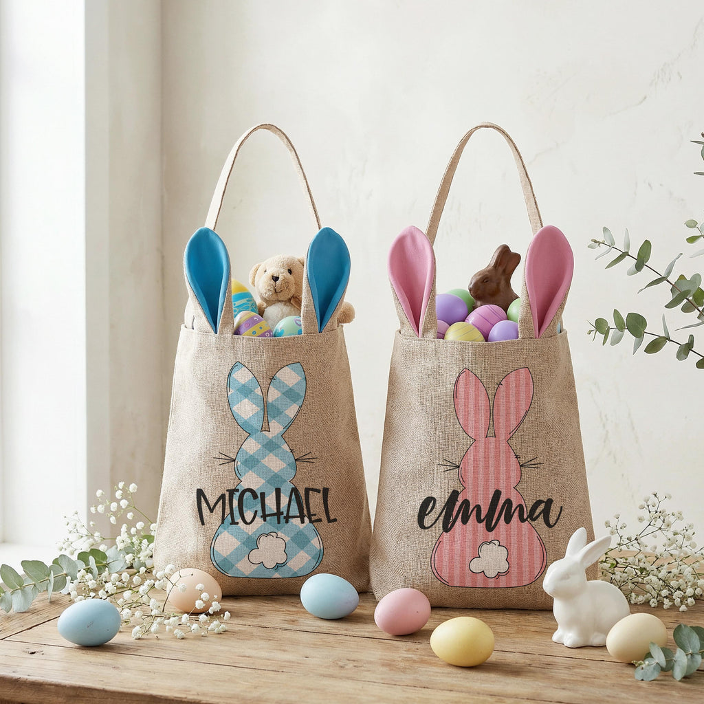 Personalized Easter Bunny Bag with Name – Kids Easter Egg Hunt Basket