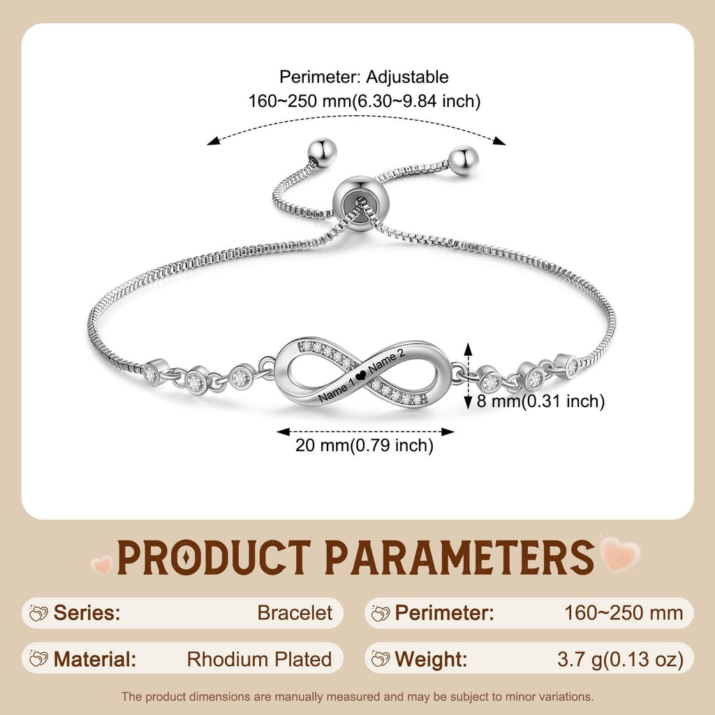 Personalized Infinity Couple Bracelets with Custom Names, Matching Gift for Him and Her