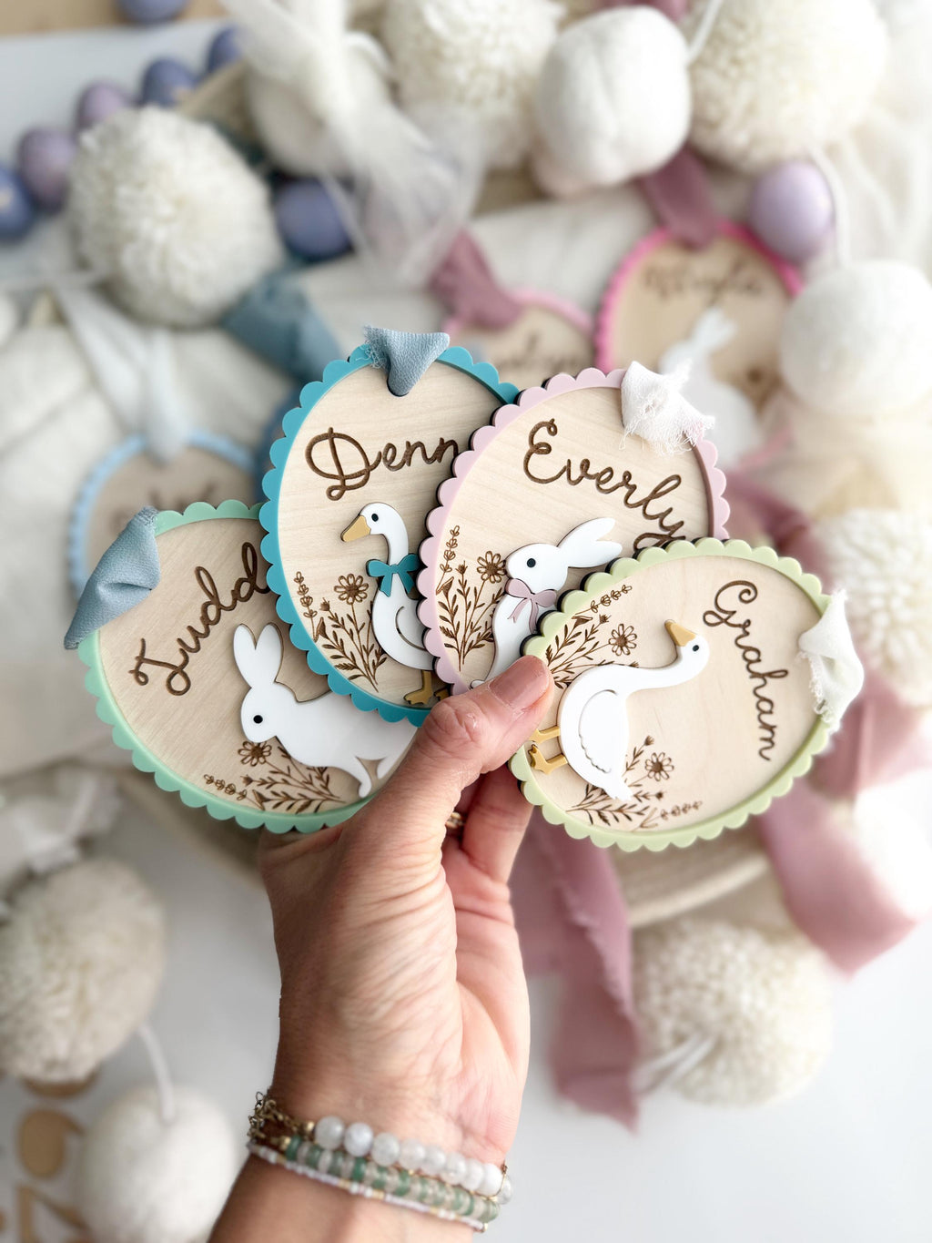 Custom easter name tags – Personalized bunny gift tag