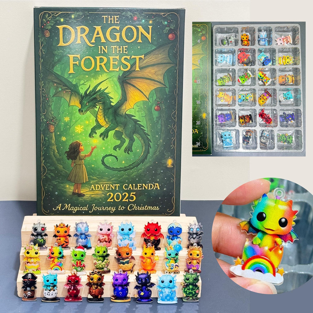 2025 Emotional Support Advent Calendar: 24Pcs Funny Acrylic Ornaments,Vegetable,Fruits,Capibara,The Dragon & Forest,Christmas Countdown Gift