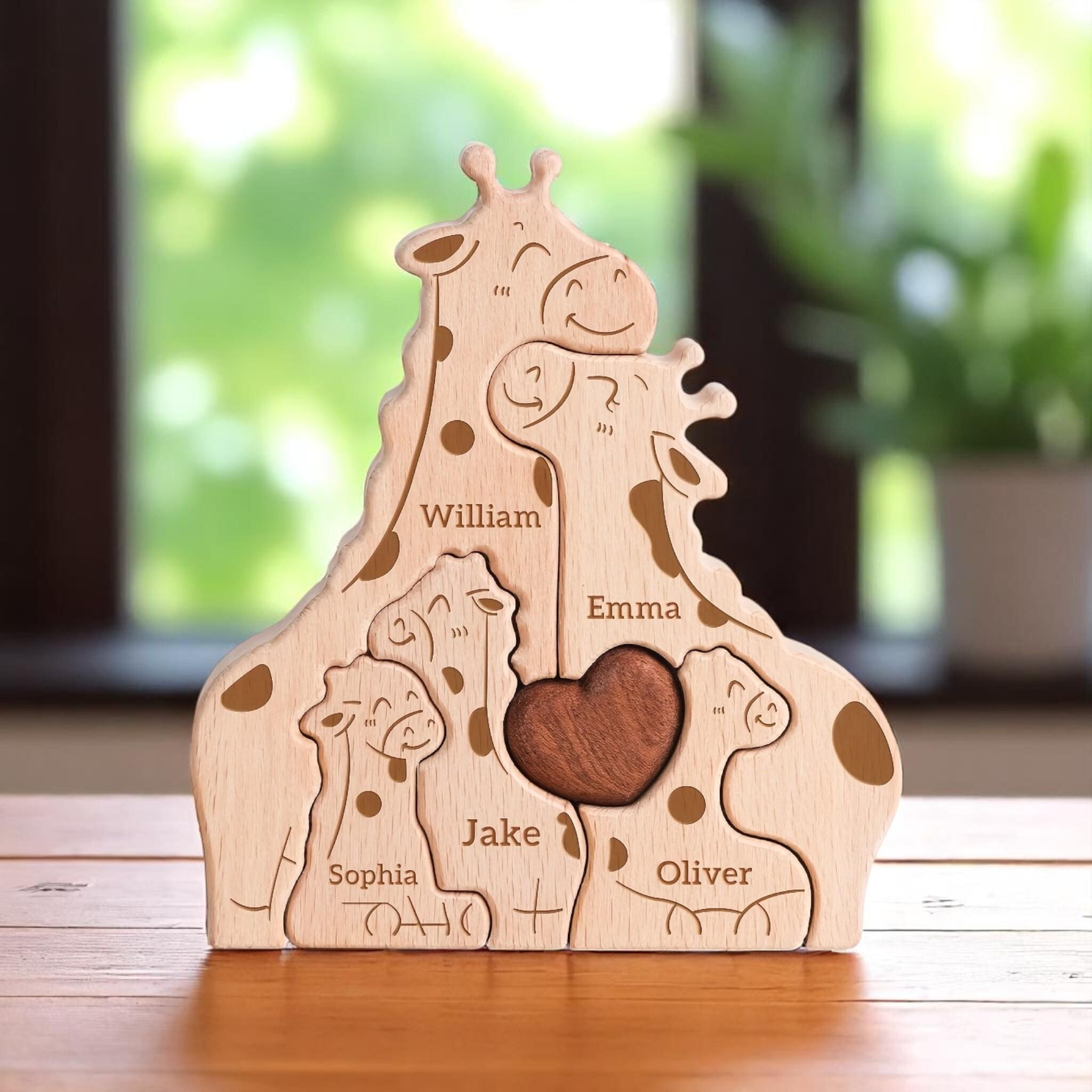 Personalised Giraffe Family Puzzle, Mothers Day Gift, Anniversary, Baby Shower, Home Decor, Safari Nursery Decor, Kids Room, New Mummy Ideas