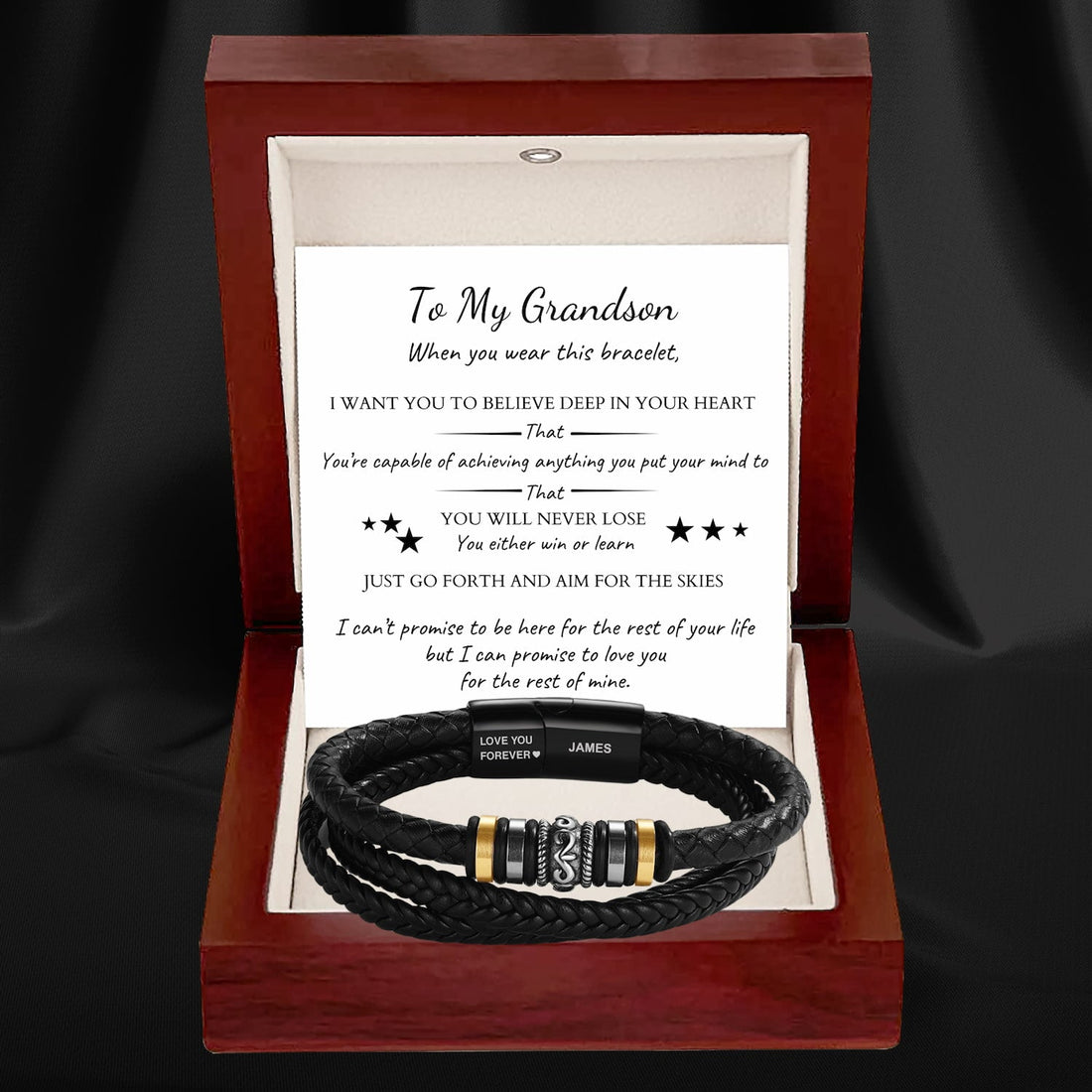 To My Grandson – ‘Love You Forever’ Personalised Name Bracelet