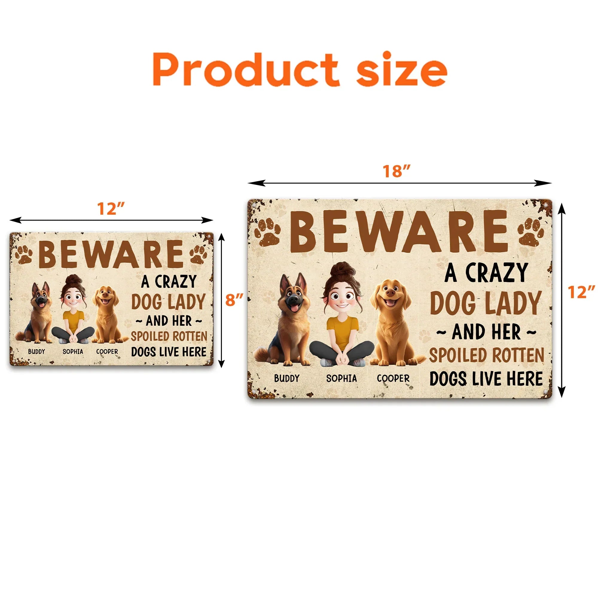 Crazy Dog Lady And Her Dogs - Personalized Metal Sign