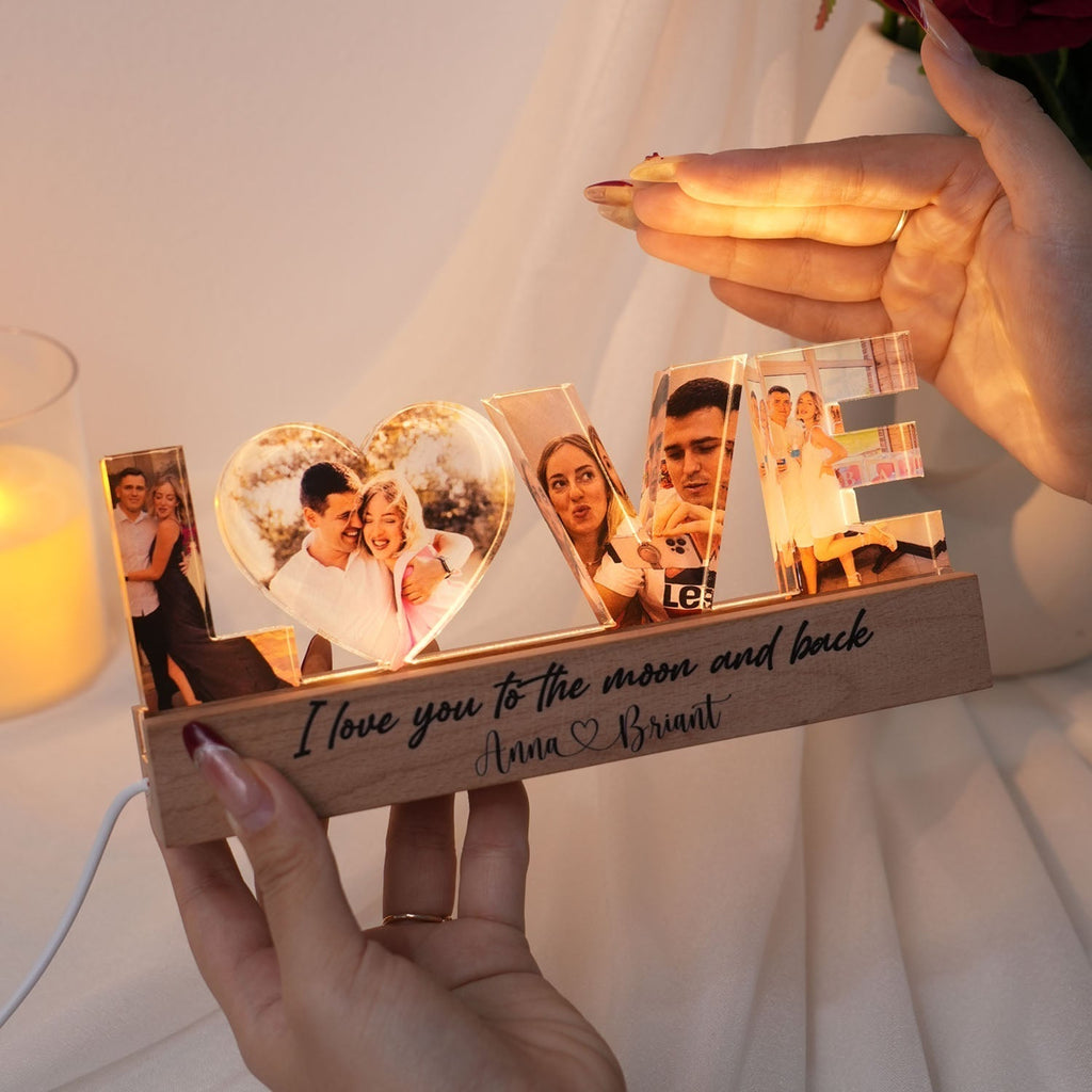 Personalized Couple Photo Collage Night Light, Custom Valentines Day Gift, Gift for Couple