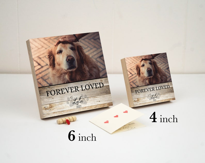 Personalized Pet Memorial Printed 4" or 6" - Wood Photo Block - Dog Loss Gift - Dog Memorial Frame - Pet Loss Gift Dog - Pet Memorial