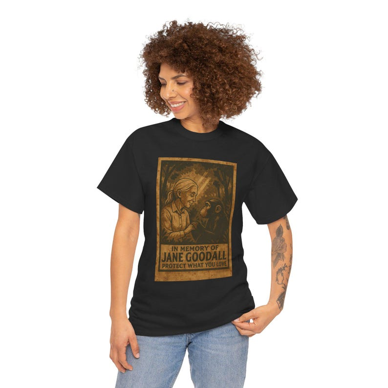 Vintage Jane Goodall Chimp T-Shirt, 90s Aesthetic Tee, Streetwear Gift, Pop Culture Top, Unisex Heavy Cotton Shirt