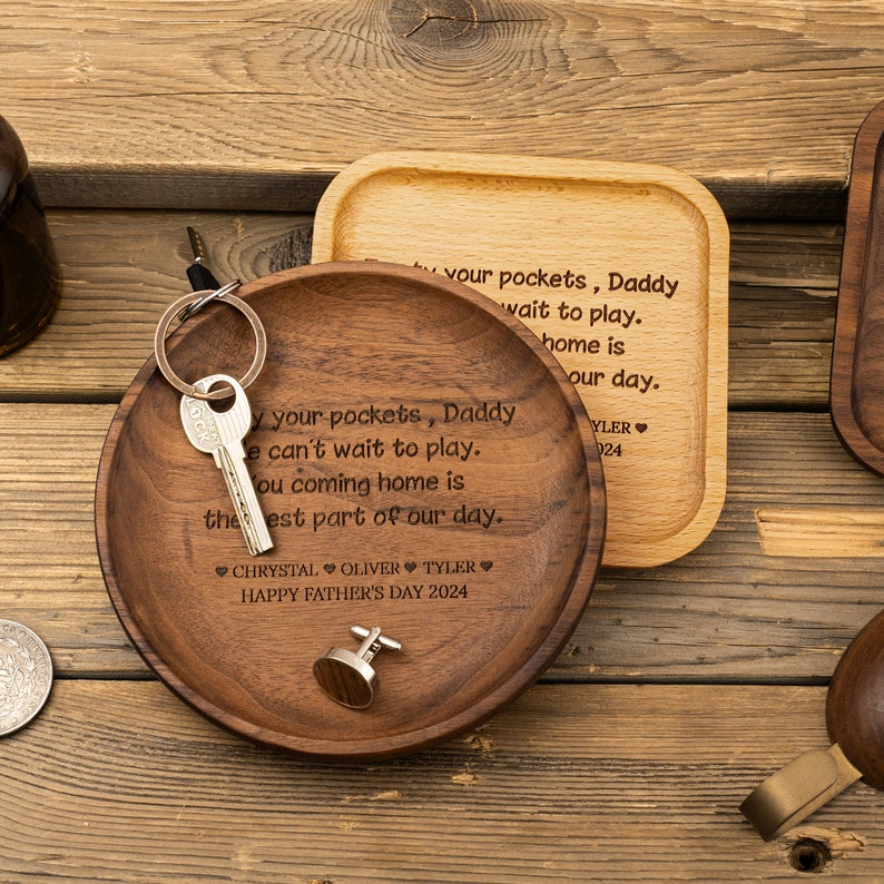 Personalized Valet Tray for Dad, Father's Day Gift, Catch All Table Tray, Birthday Gifts for Dad, Custom Valet Tray, Engraved Key Tray