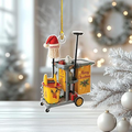 Personalized 2D Janitor Ornament, Custom Cleaning Cart Christmas Decoration, Funny Custodian, Unique Housekeeper Xmas Ornament