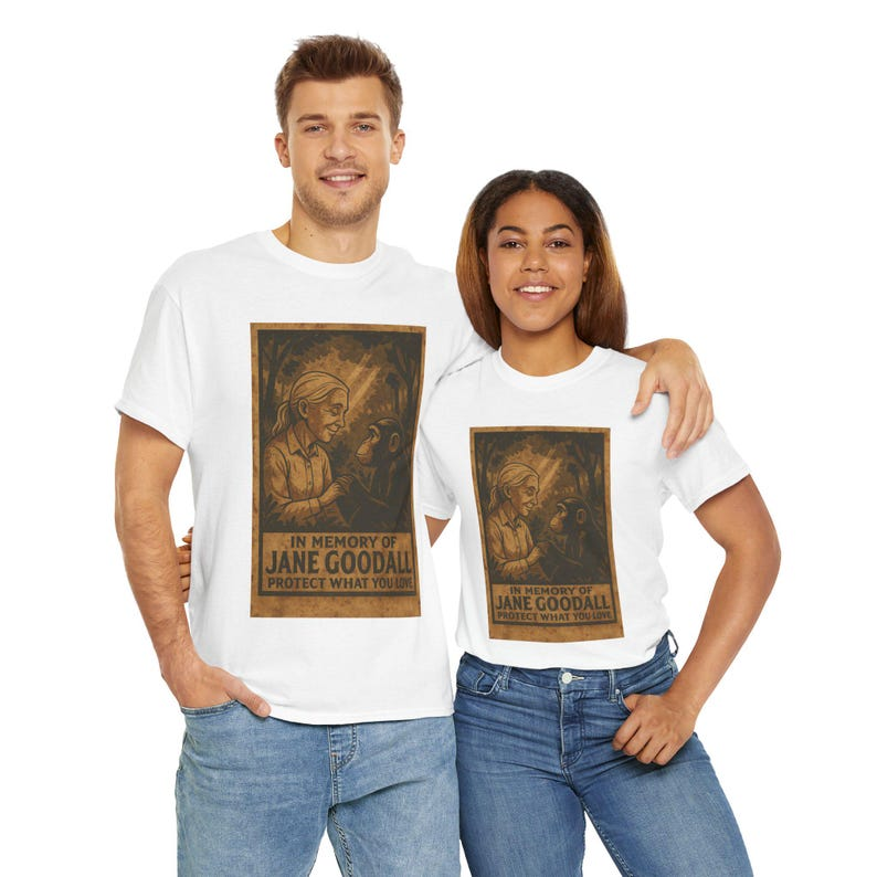 Vintage Jane Goodall Chimp T-Shirt, 90s Aesthetic Tee, Streetwear Gift, Pop Culture Top, Unisex Heavy Cotton Shirt
