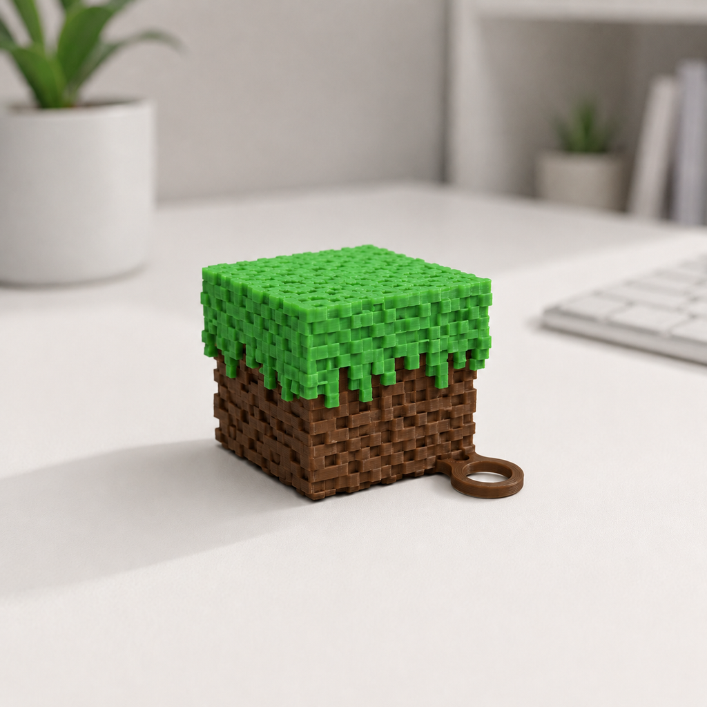 3D Printed Minecraft Grass Block Clicker