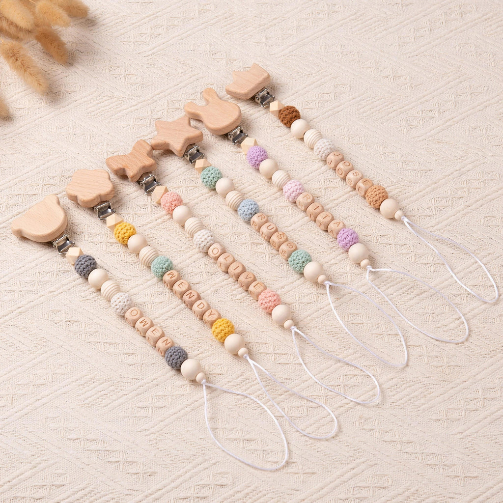 Personalized Crochet Pacifier Clip for Baby, Custom Binky Clip with Name, Soother Clip for Boy and Girl, Newborn Gifts, Baby Shower Gifts