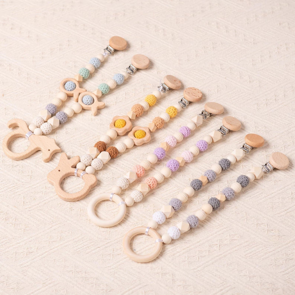 Handmade Gifts for Baby Boy and Girl, Stroller Chain, Baby Stroller Pendant, Pram Garland with Wooden Toy, Baby Shower Gifts, Newborn Gifts