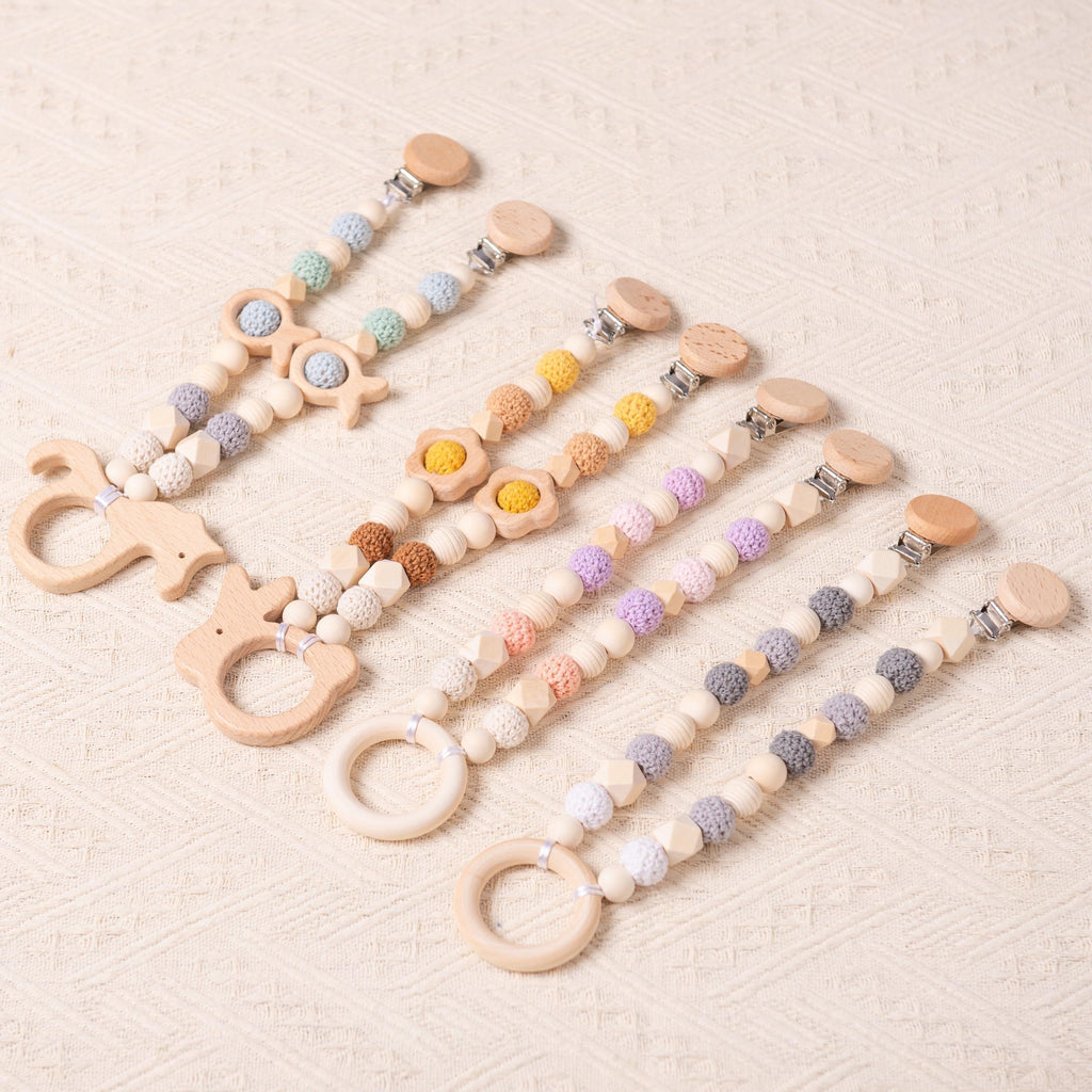 Handmade Gifts for Baby Boy and Girl, Stroller Chain, Baby Stroller Pendant, Pram Garland with Wooden Toy, Baby Shower Gifts, Newborn Gifts