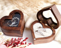 Personalized Wood Ring Box with Acrylic Lid, Engraved Engagement Ring Holder, Heart Ring Bearer Box for Anniversary, Custom Wedding Keepsake