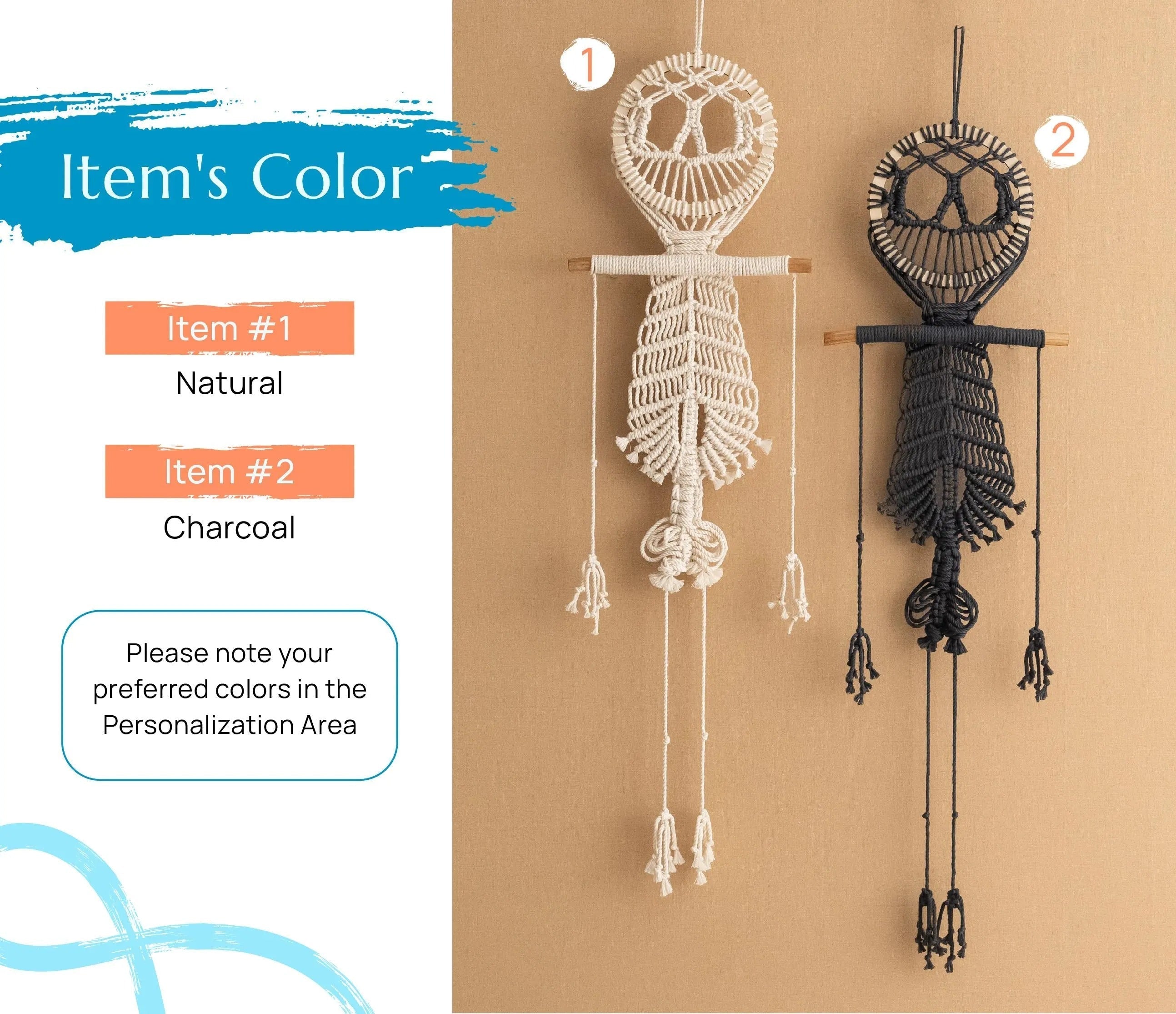 Macrame Skeleton, Halloween Hanging Decoration, Spooky Wall Art, Gothic Decor Bedroom, Halloween Gift, Goth Tapestry, White Skeleton W94