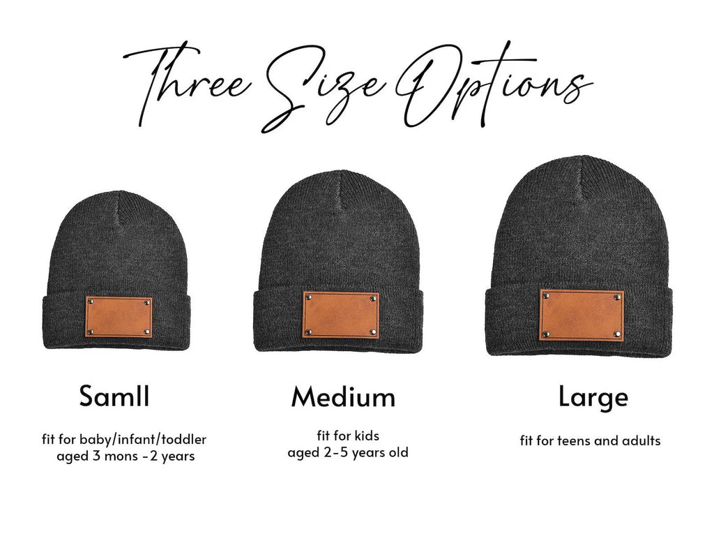 Custom Baby Beanie, Toddler Winter Hat, Kids Youth Child Infant Newborn Gift, Name Hat Engraved Leather Patch Beanie,Personalized Baby Gift