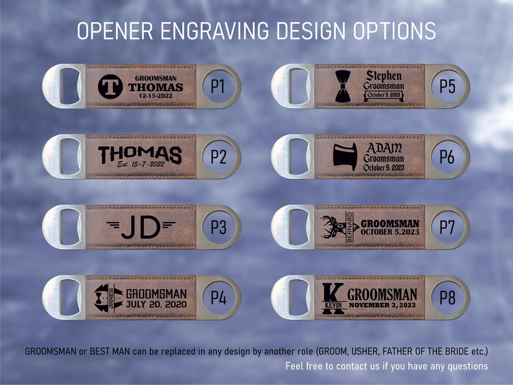 Personalized Groomsmen Gift Box Set: Leather Wrap Flask + Classic pocket knife + Leather Bottle Opener - proposal box set custom engraved