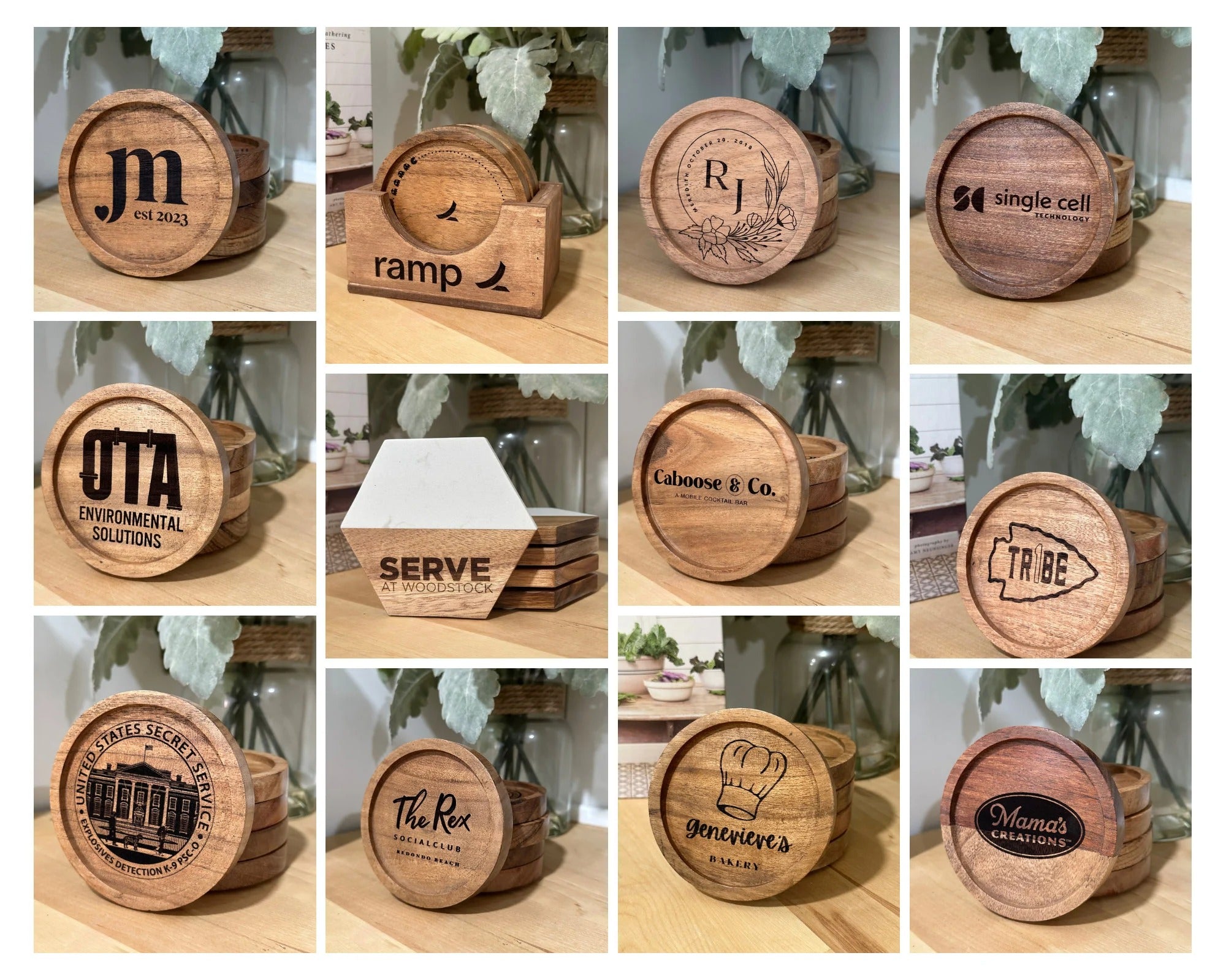 Custom Coasters Set Made for Wedding Gift Housewarming Bridal Shower Couple Anniversary Gift