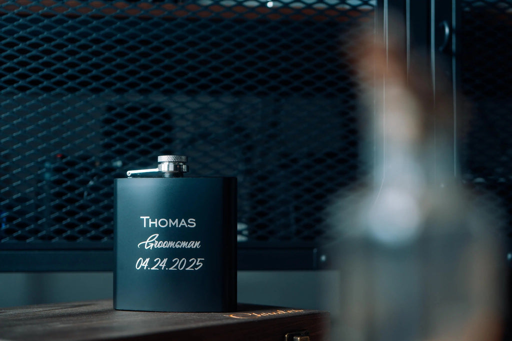 Personalized Groomsmen Gift Box: Engraved Flask, Knife & More