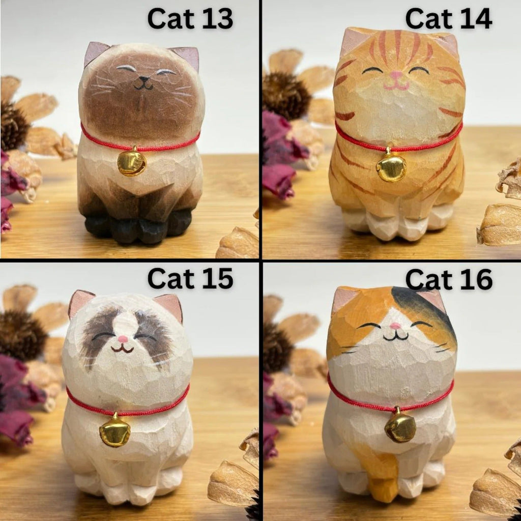 Handmade Wooden Cat Ornament,Engraved name - Memorial Gifts,Wood Cat Figurine,Desktop cat decor,Unique Cat Lover Gift,Gift for friend