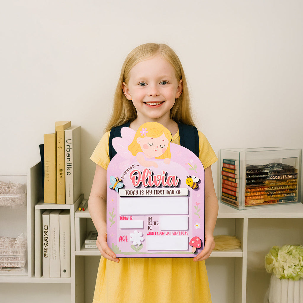 Back to School Sign Baby Angel, Custom Kids Daisy School Board Sign